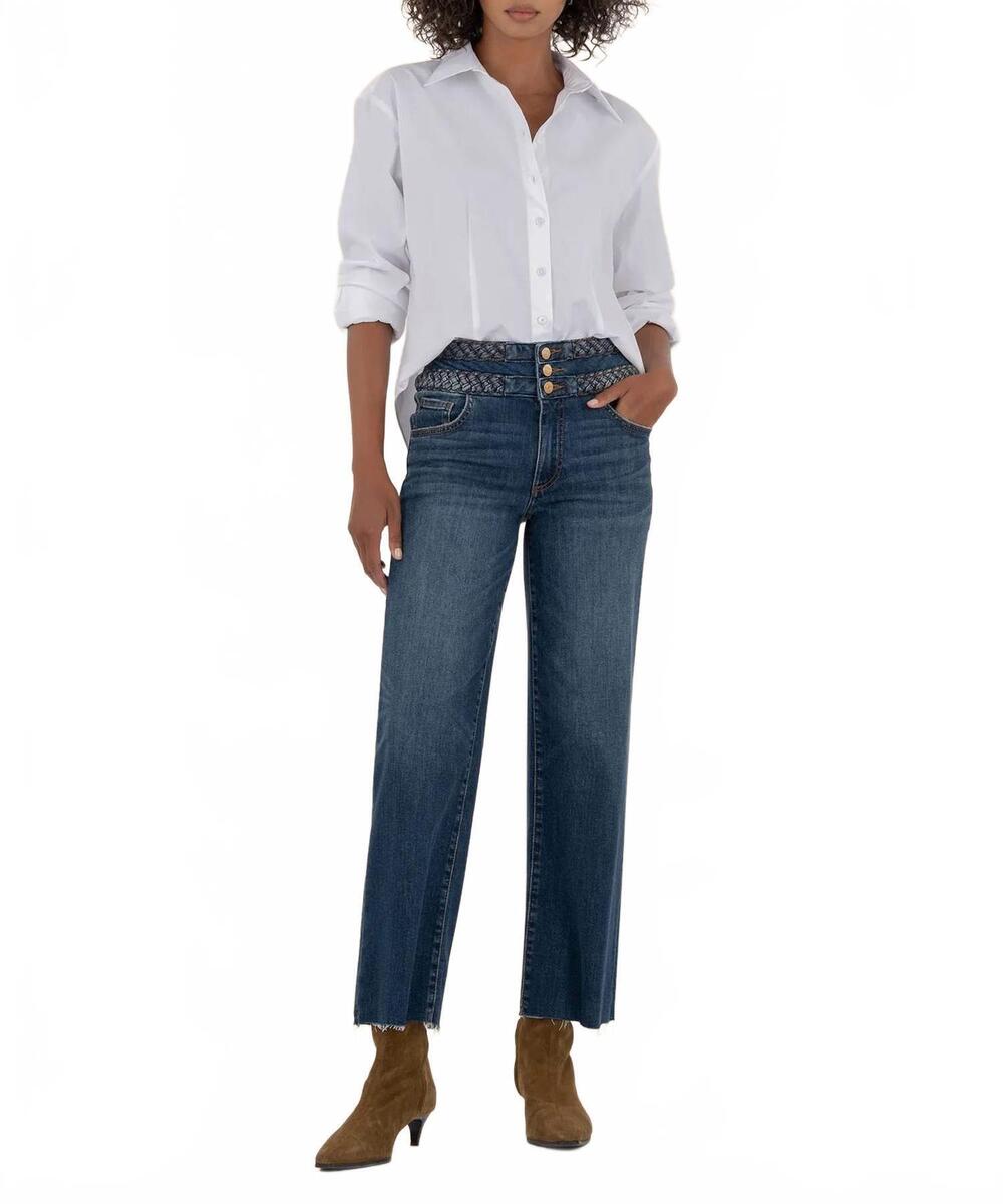 NEW KUT FROM THE KLOTH charlotte high rise braided waistband jeans in connection